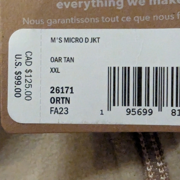 PATAGONIA MEN'S MICRO D FLEECE JACKET oar tan Size XXL - Picture 6 of 11